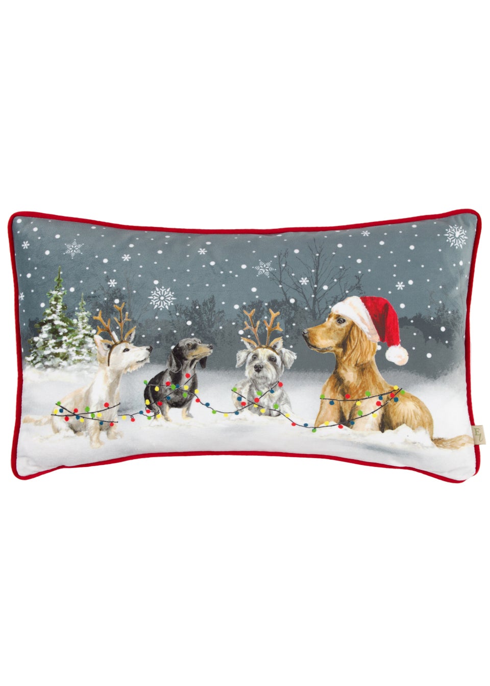Evans Lichfield Christmas Dogs Festive Filled Cushion (30cm x 50cm x 8cm)