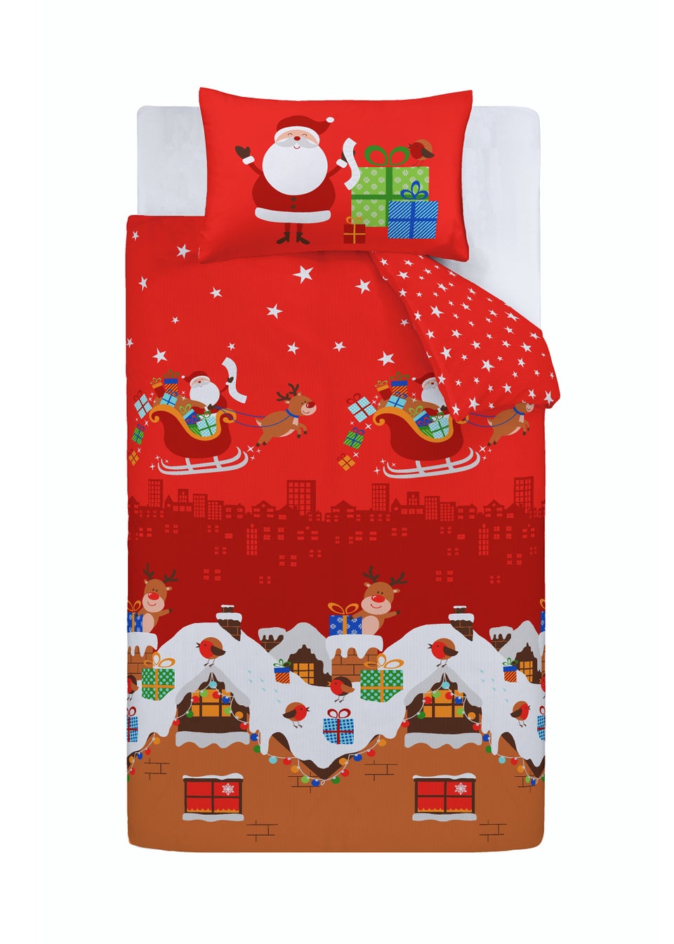 Catherine Lansfield Santa's Christmas Presents Reversible Duvet Cover Set