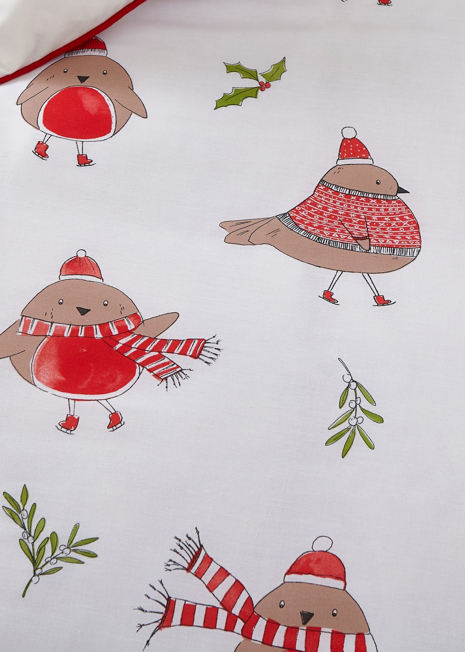 Catherine Lansfield Christmas Bedding Robins Reversible Duvet Cover Set