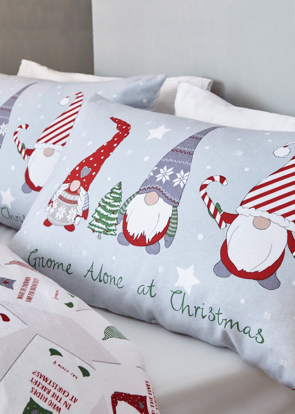 Catherine Lansfield Kids Brushed Cotton Christmas Gonk Reversible Duvet Cover Set