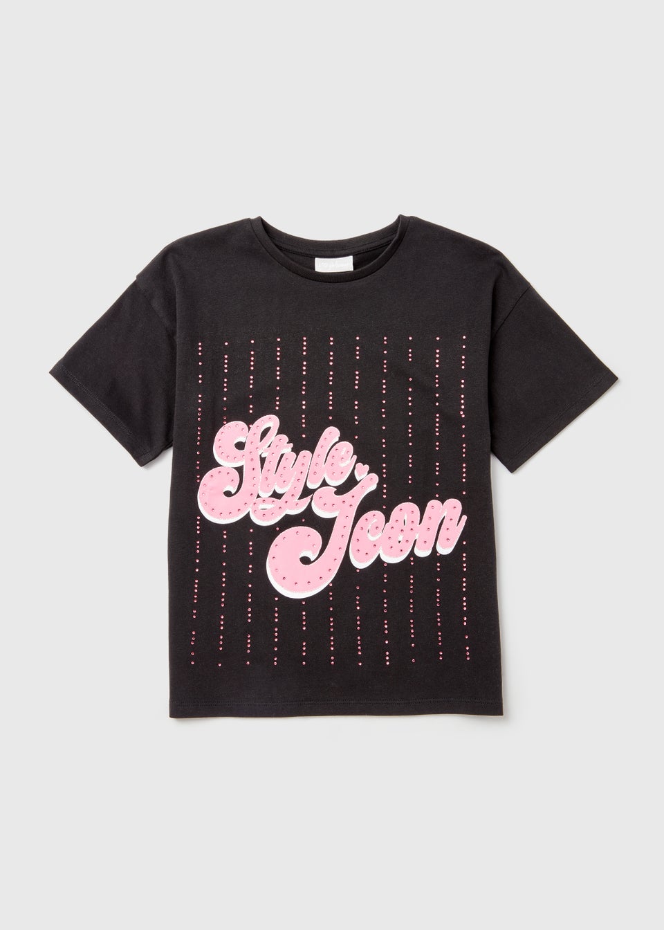 Girls Black Style Icon T-Shirt (4-13yrs)
