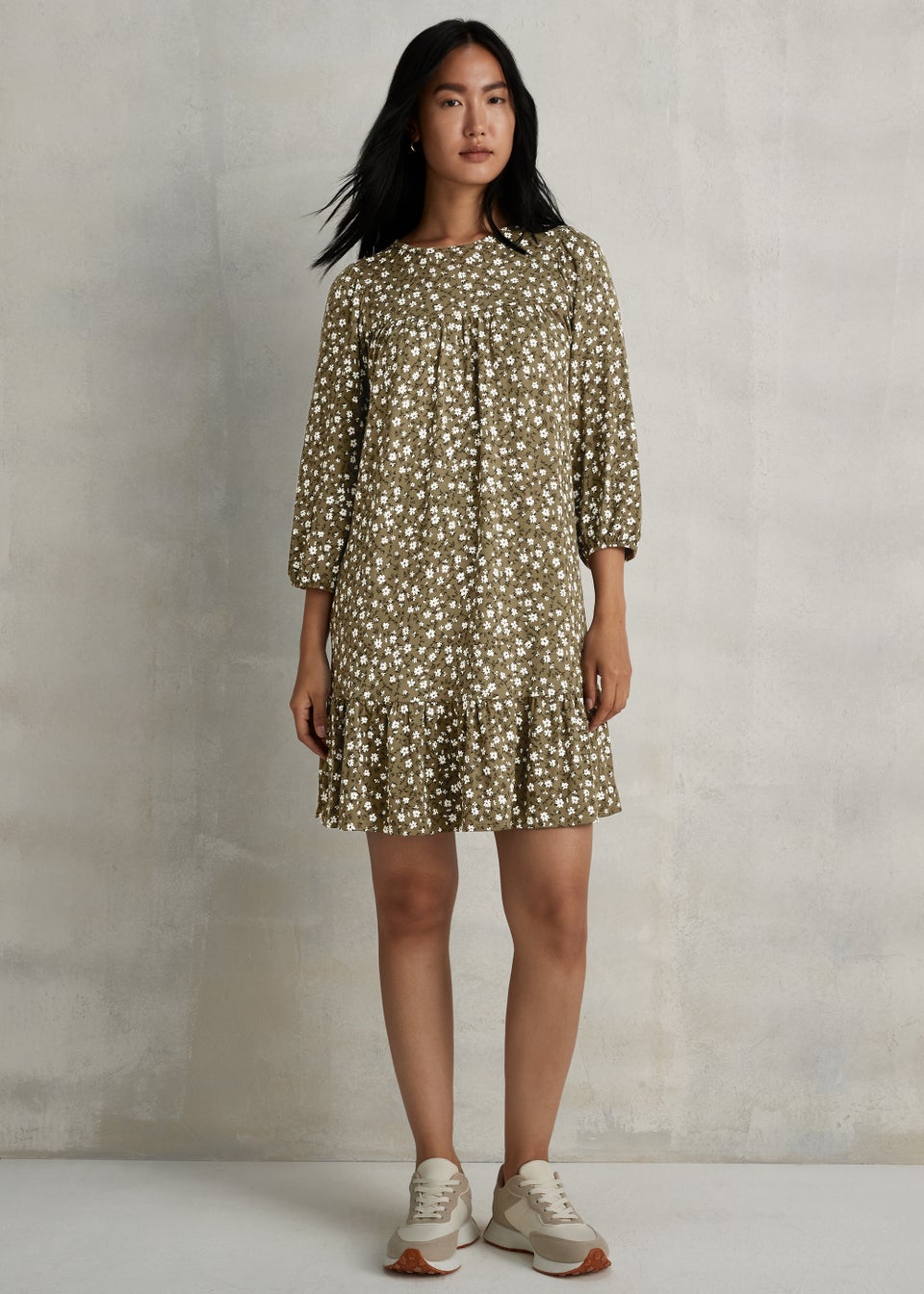 Green Floral Swing Mini Dress Matalan