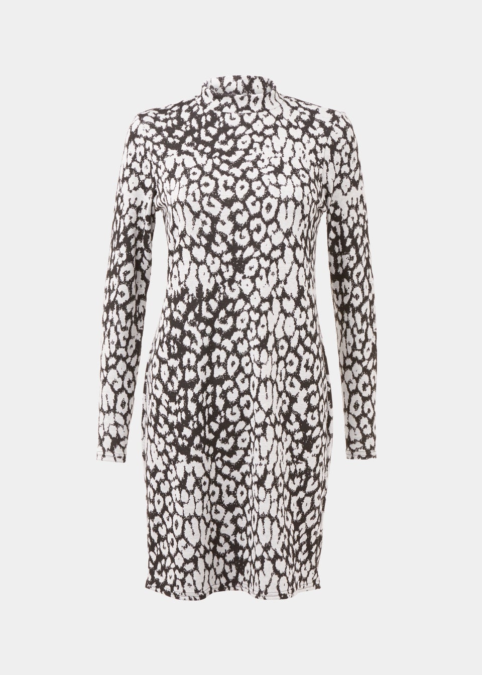 Monochrome Leopard Print High Neck Mini Dress Matalan
