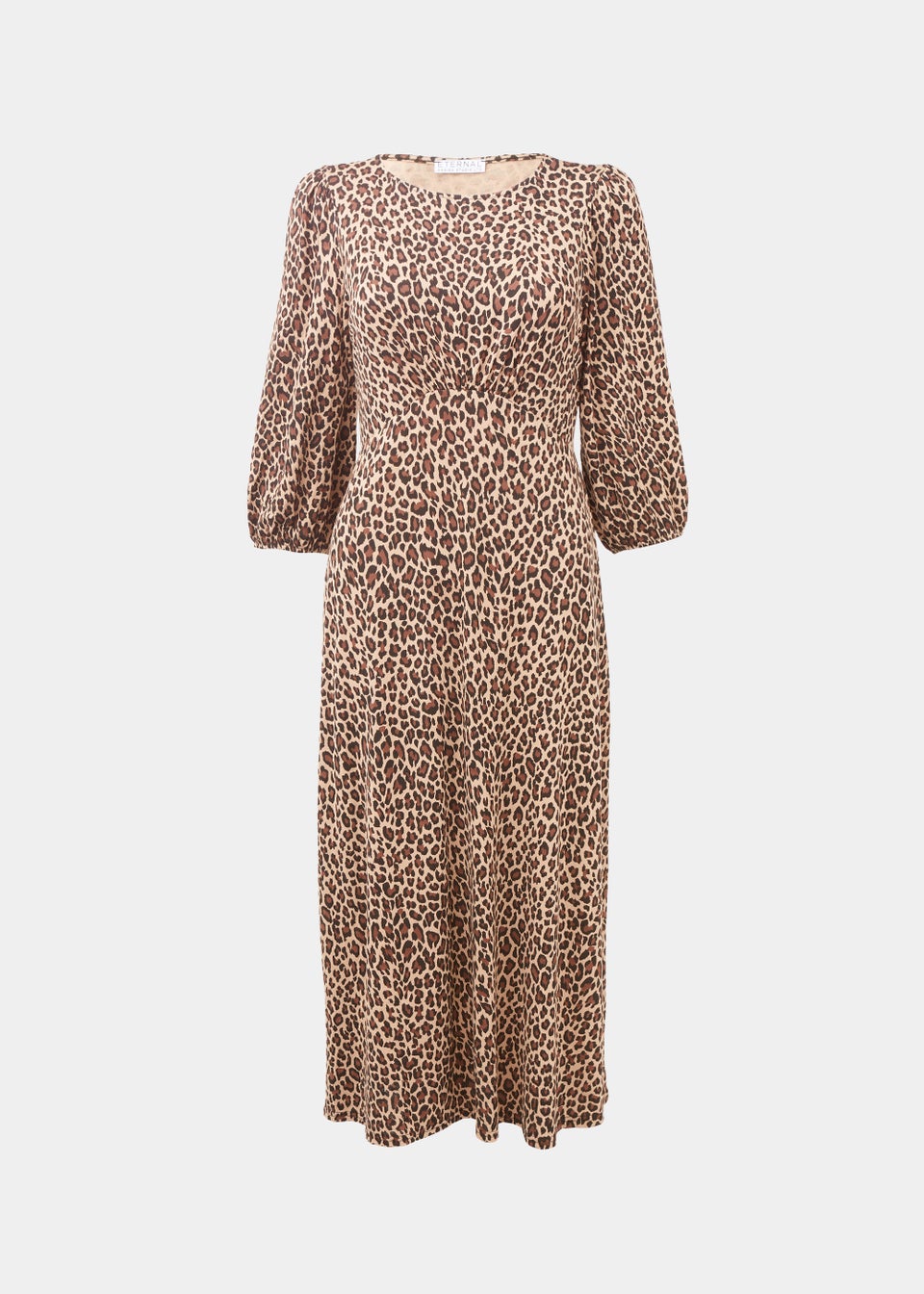 Brown Leopard Print 3 4 Sleeve Midi Dress Matalan