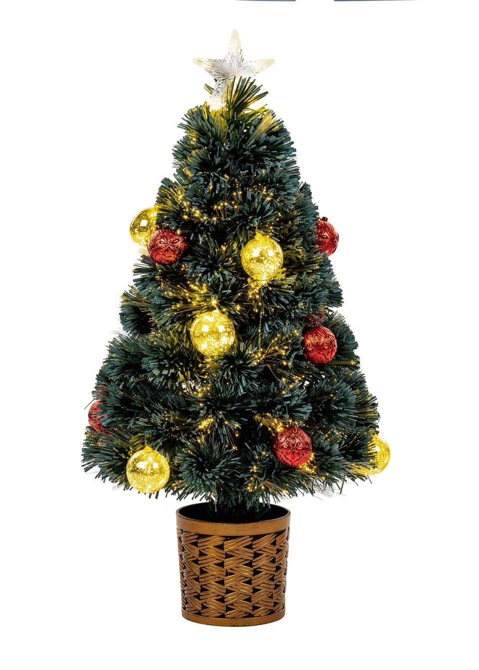 Premier Decorations  80cm Pinwire with Baubles Green Fibre Optic Christmas Tree