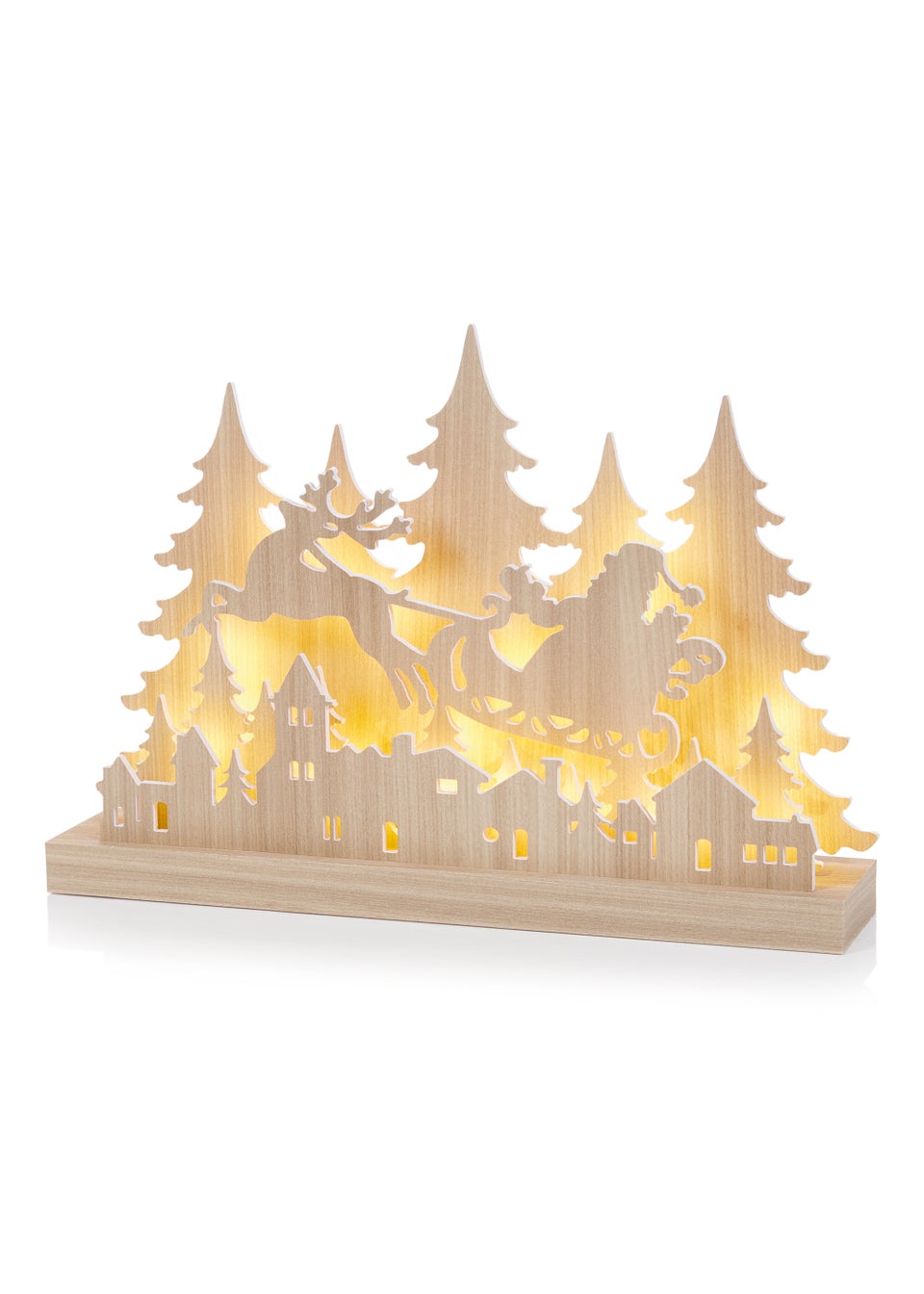 Premier Decorations 43cm Lit Santa Sleigh Scene with Warm White LEDs