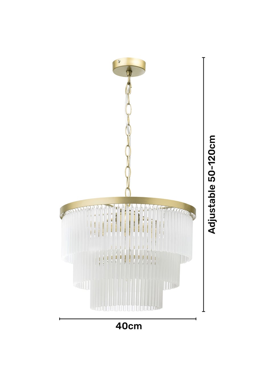 BHS Aubrey Frosted Glass 5 Light Pendant Brass (Adjustable 50-120cm x 40cm)