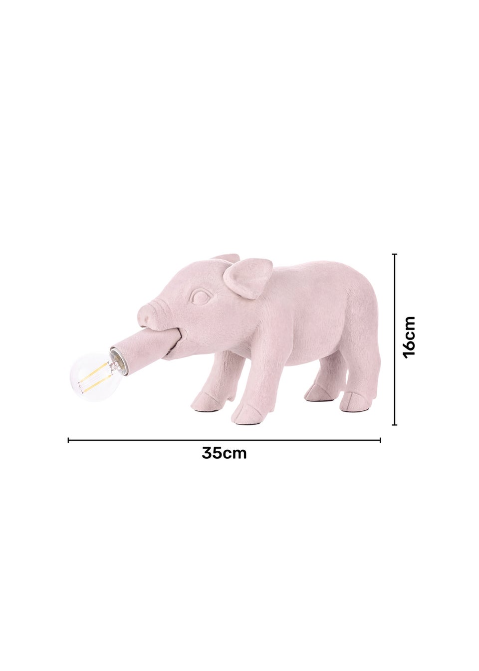 BHS Hilda Pink Pig Table Lamp (16cm x 35cm)