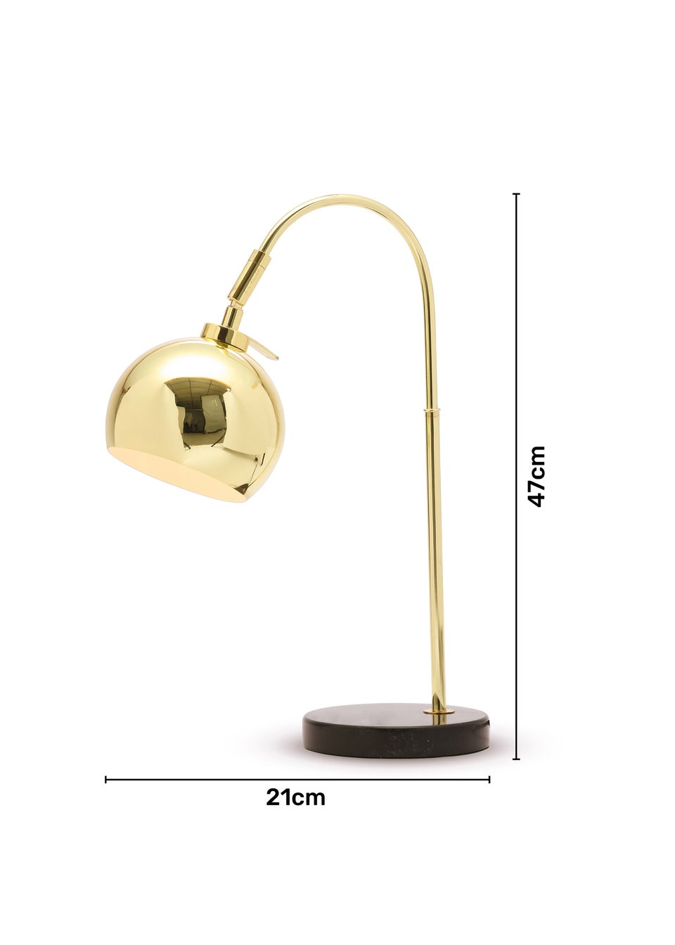 BHS Benson Curved Table Lamp Brass (47cm x 21cm)