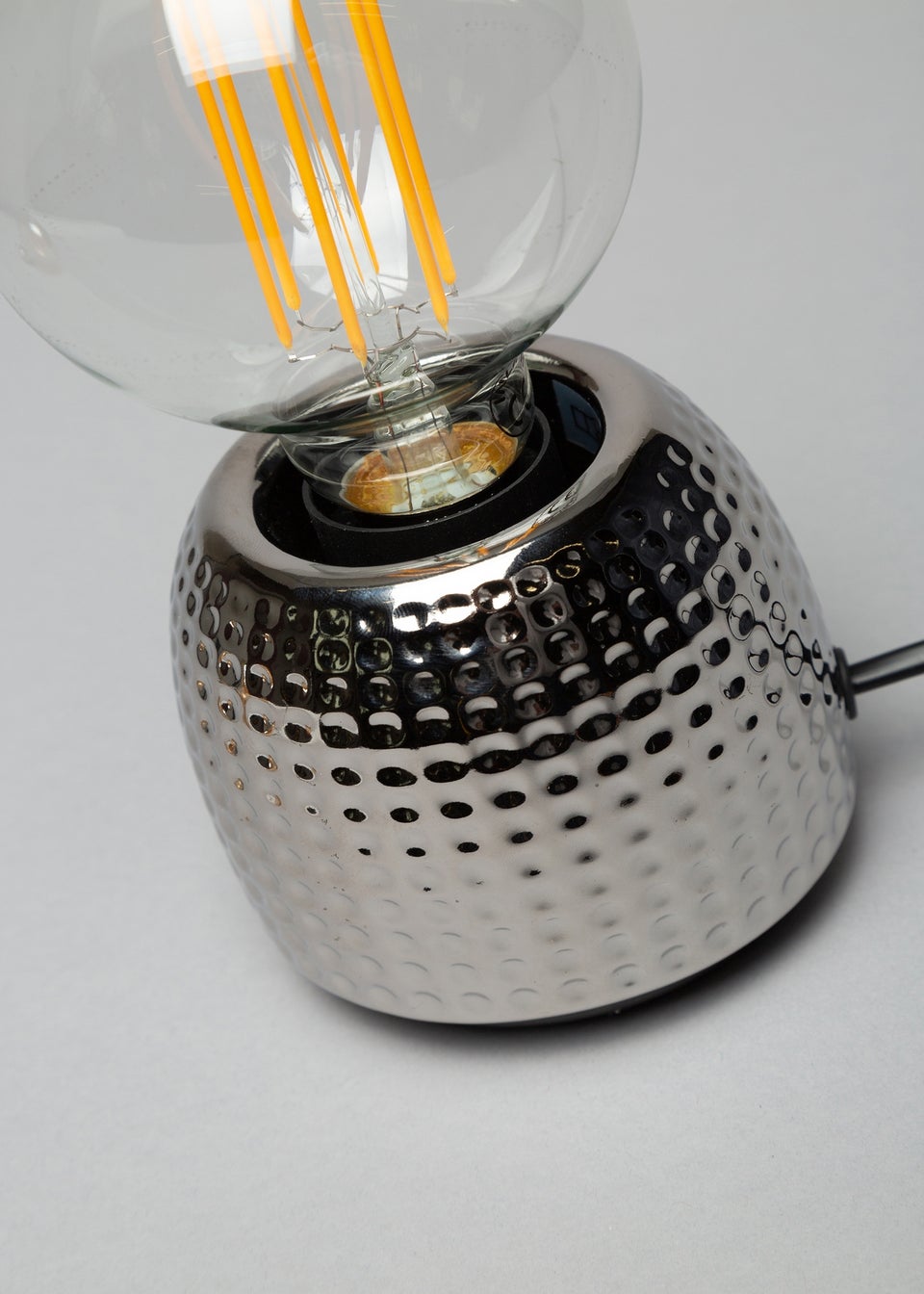 BHS Embossed Table Lamp Satin Chrome (9cm x 10cm)