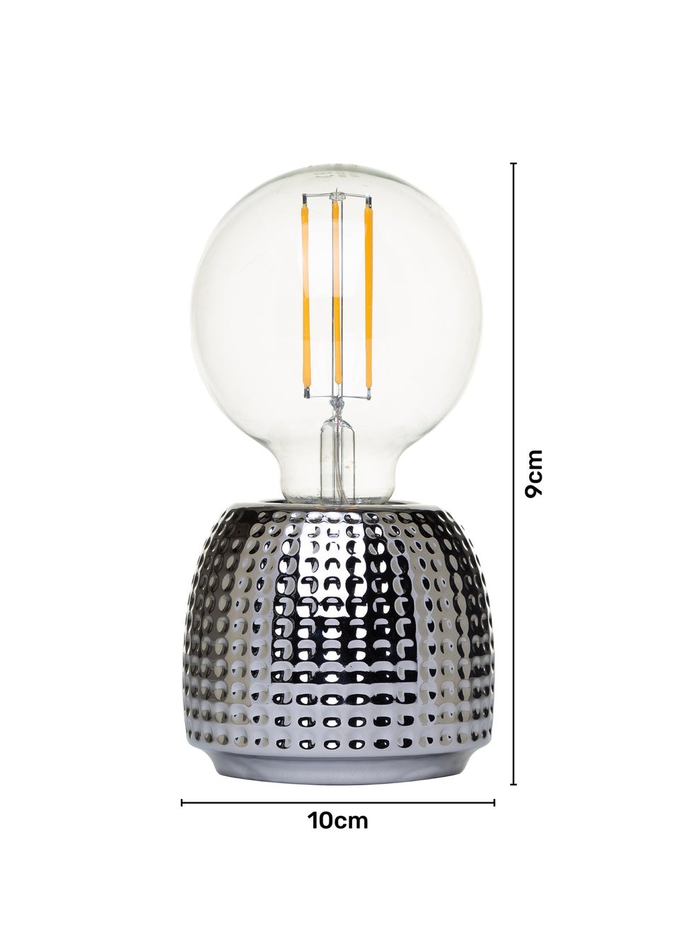 BHS Embossed Table Lamp Satin Chrome (9cm x 10cm)