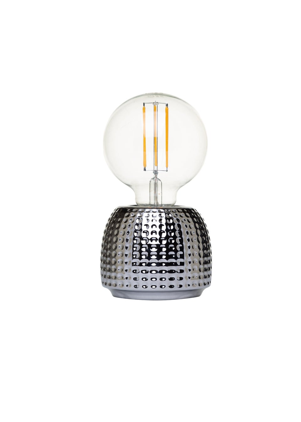 BHS Embossed Table Lamp Satin Chrome (9cm x 10cm)