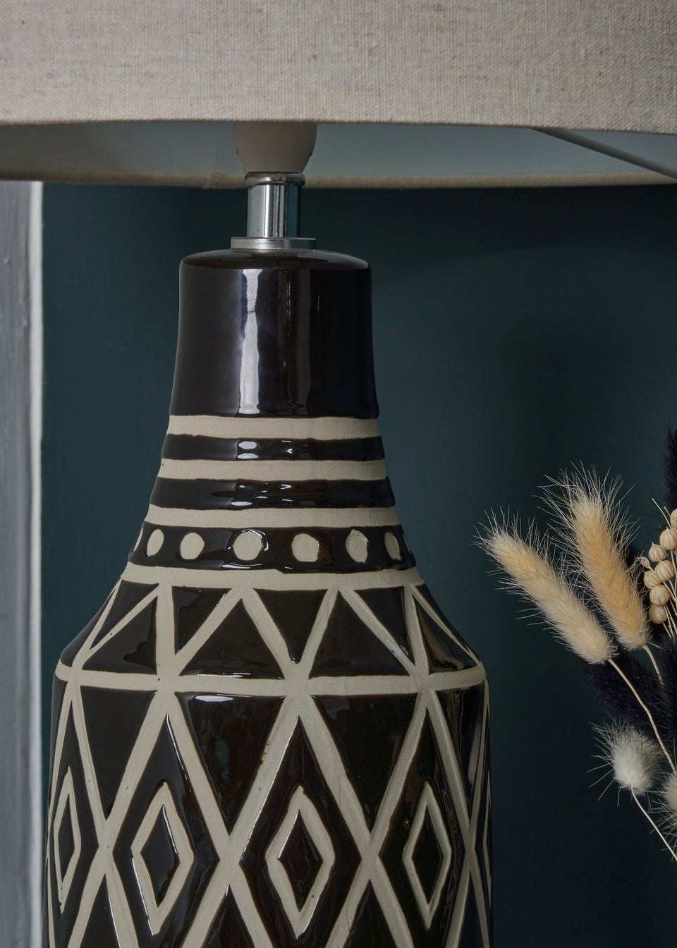 BHS Odin Tribal Table Lamp Black (62cm x 34cm)