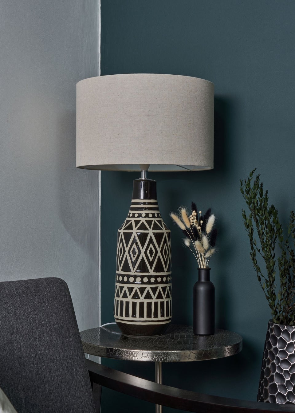 BHS Odin Tribal Table Lamp Black (62cm x 34cm)