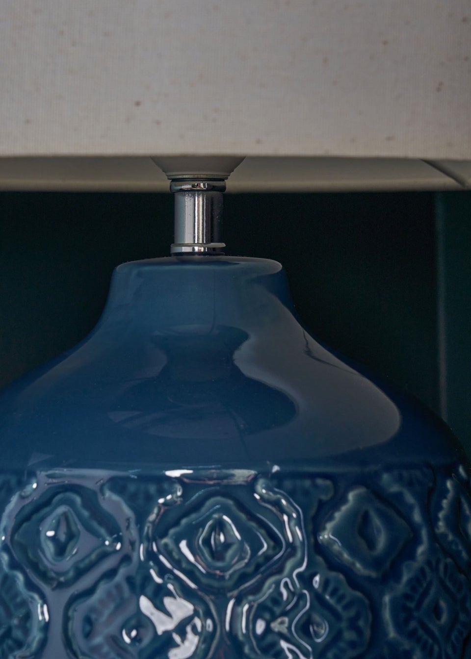 BHS Cosgrove Patterned Ceramic Table Lamp Blue (54cm x 30cm)