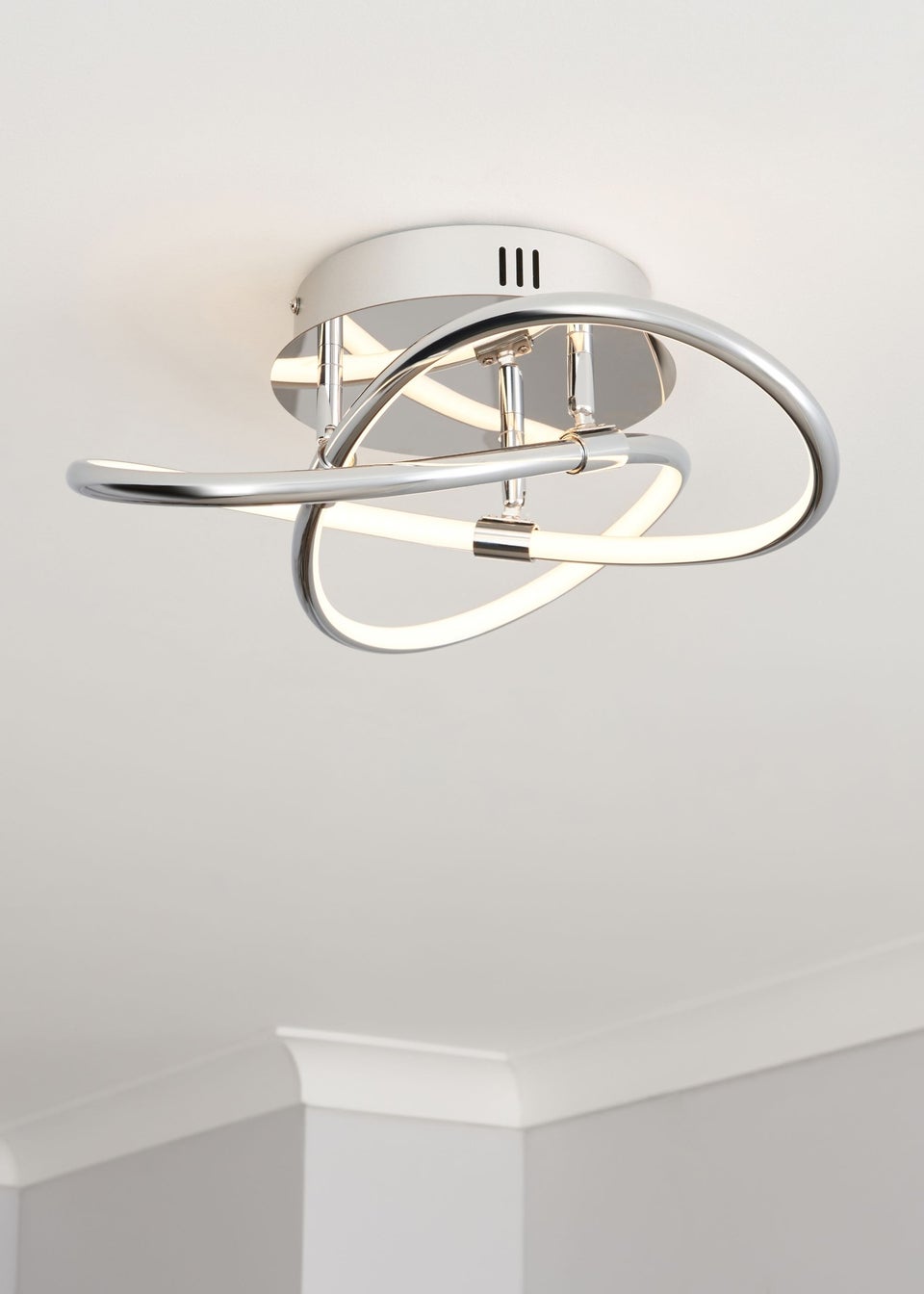 BHS Eero Knotted Shape LED Flush Ceiling Light Chrome (15cm x 36cm)