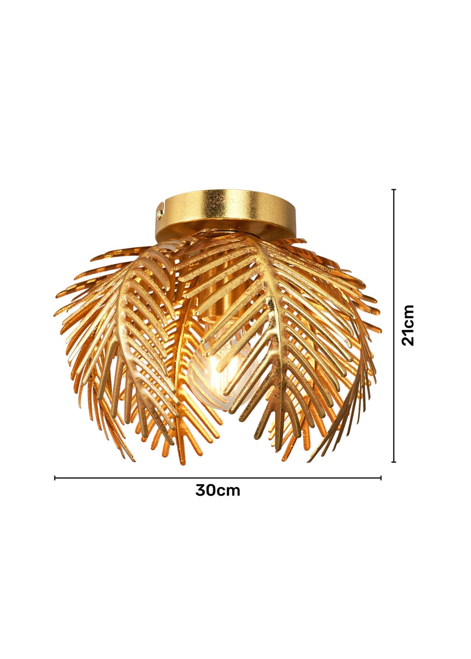 BHS Brookby Palm Flush Ceiling Light Brass (21cm x 30cm)