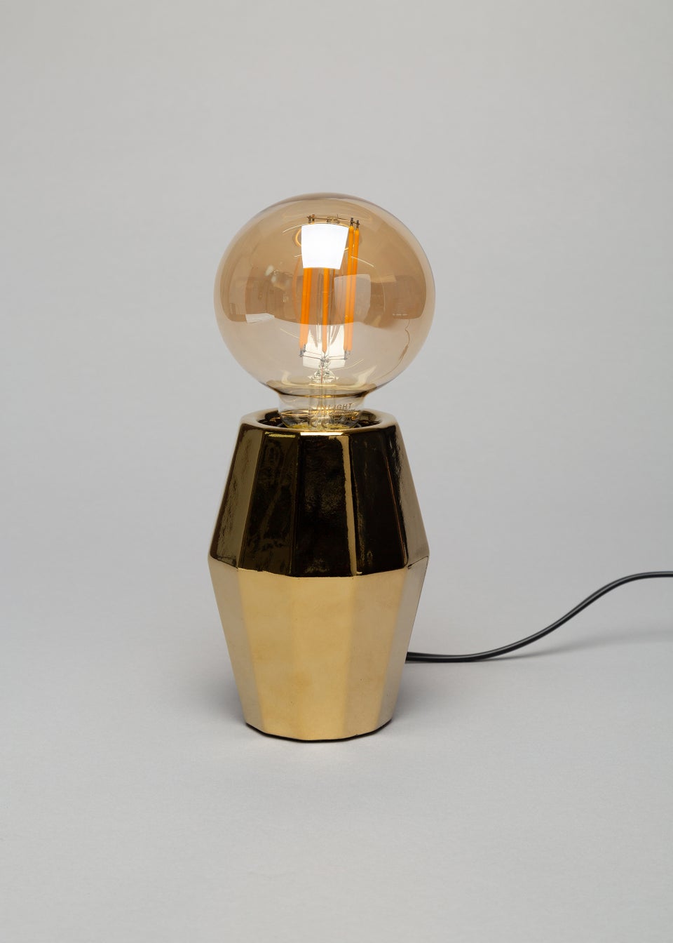 BHS Gold Elm Geometric Base Table Lamp