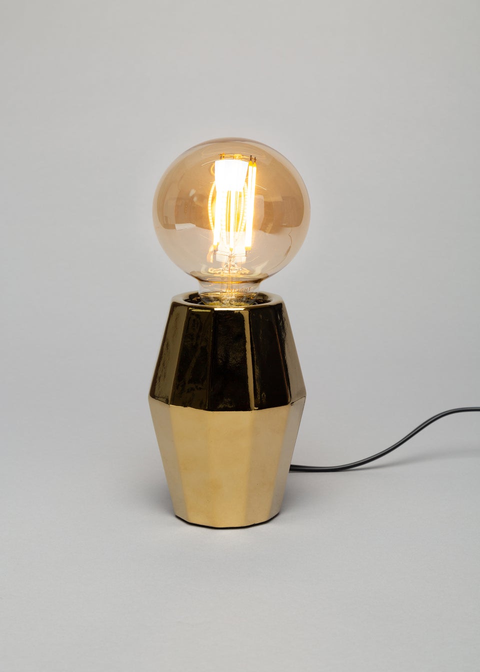 BHS Gold Elm Geometric Base Table Lamp