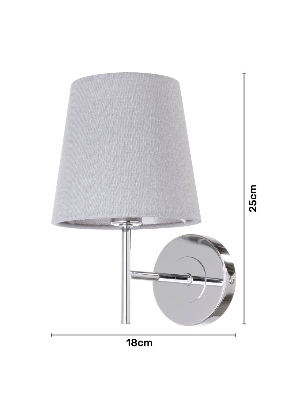 BHS Mira Wall Light Chrome & Grey (25cm x 18cm)