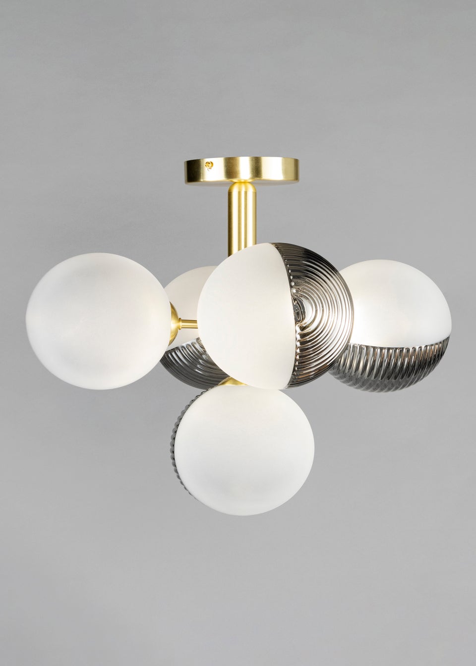 BHS Emile 5 Light Pendant Light Brass/Smoke/Opal