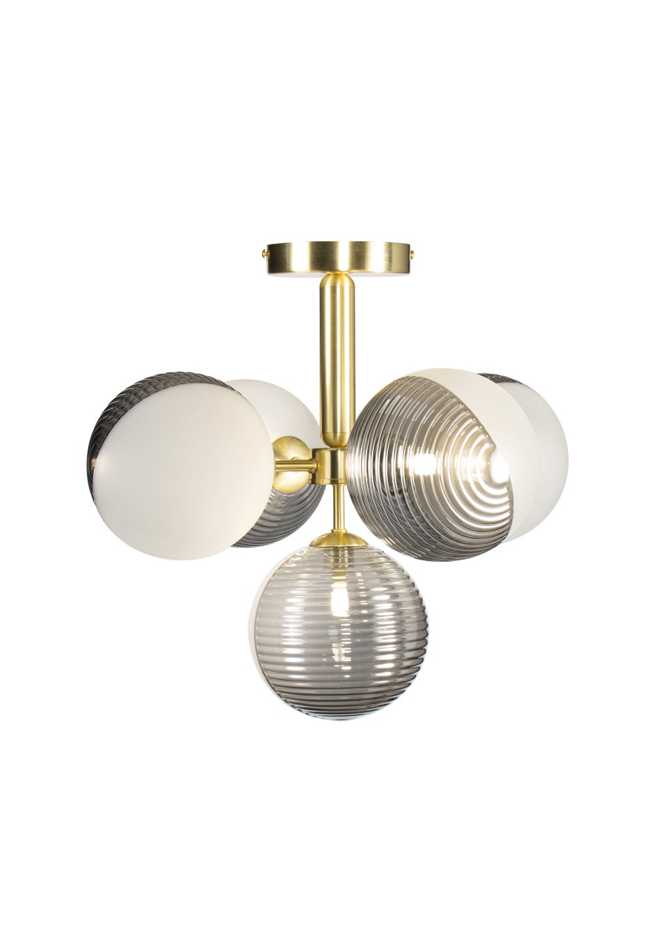 BHS Emile 5 Light Pendant Light Brass/Smoke/Opal