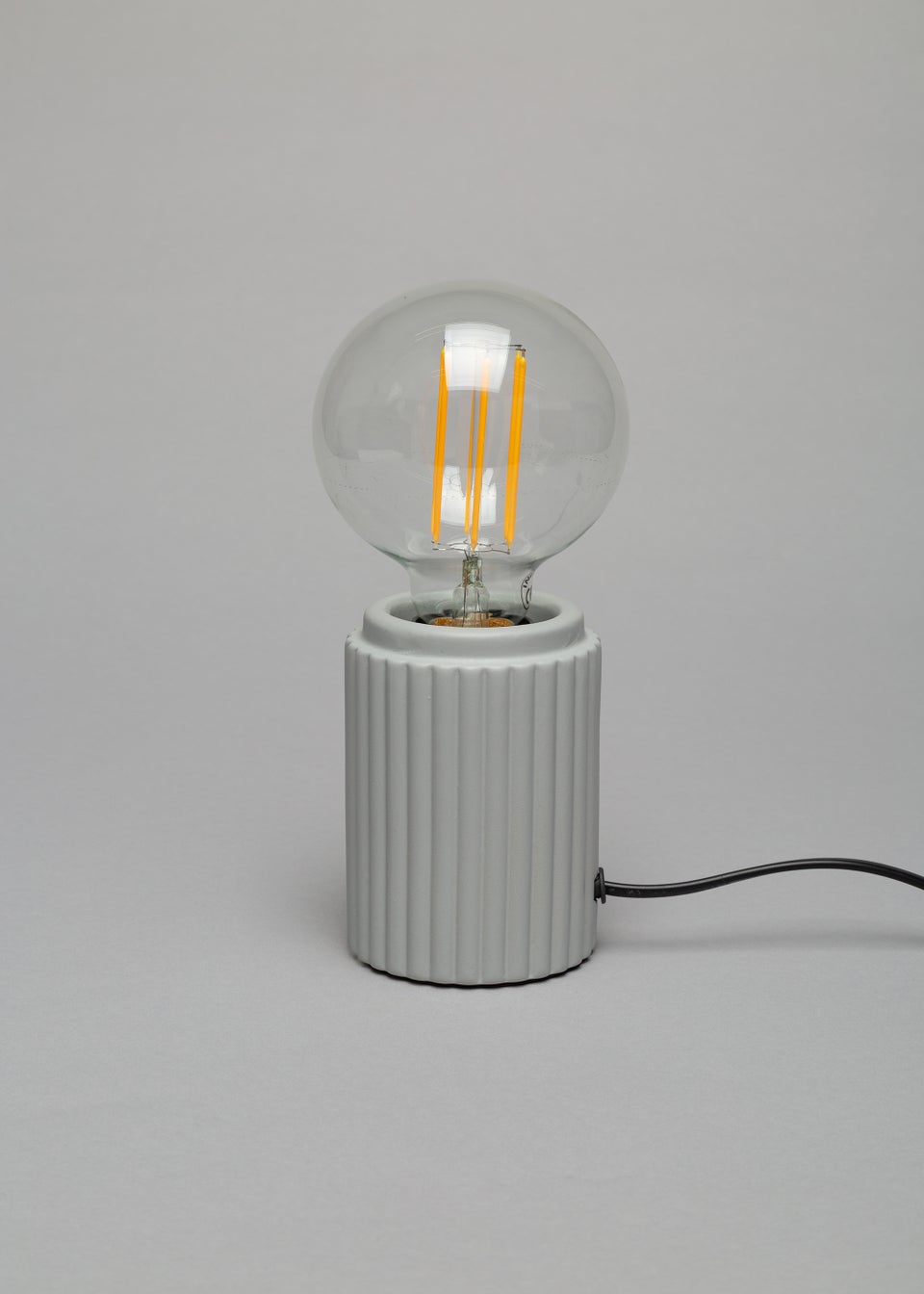 BHS Grey Fir Ribbed Base Table Lamp