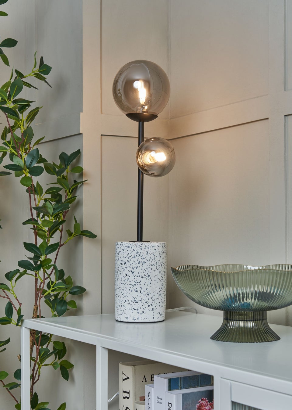 BHS Forella Table Lamp Satin Black (54cm x 16cm)