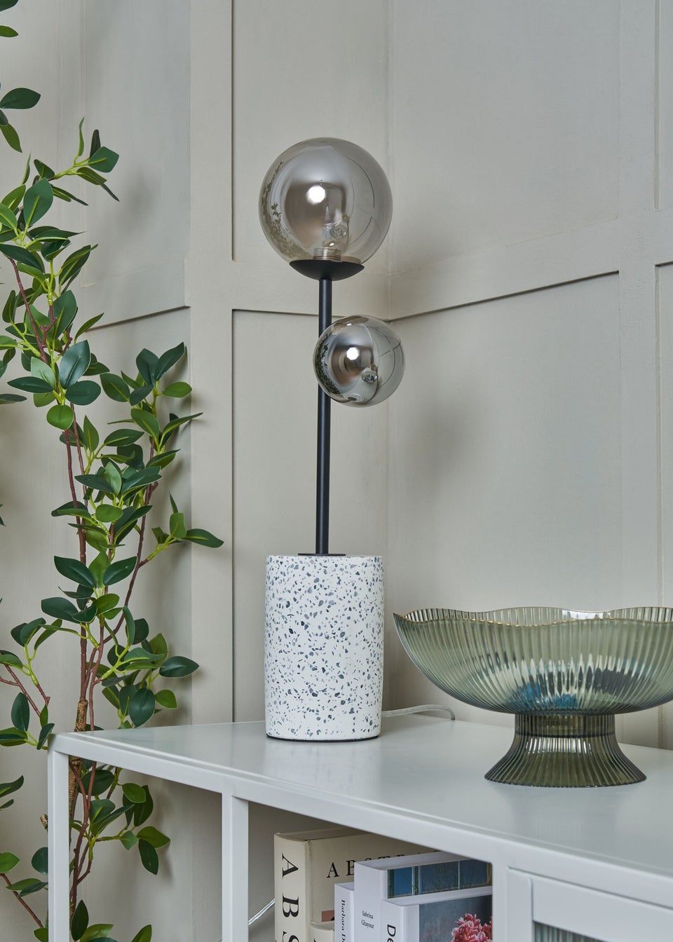 BHS Forella Table Lamp Satin Black (54cm x 16cm)