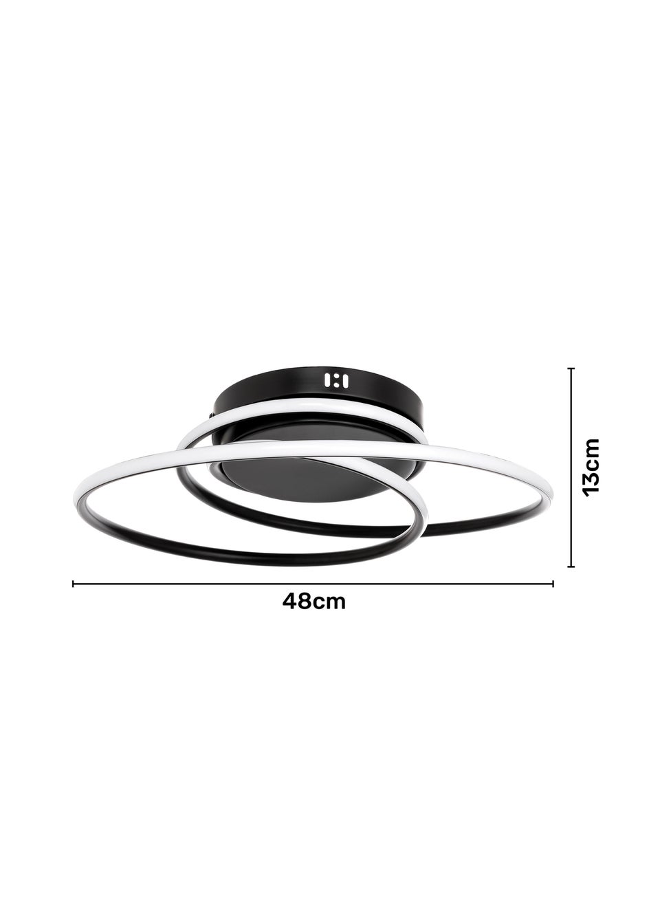 BHS Pei Swirl LED Flush Ceiling Light Satin Black (13cm x 48cm)