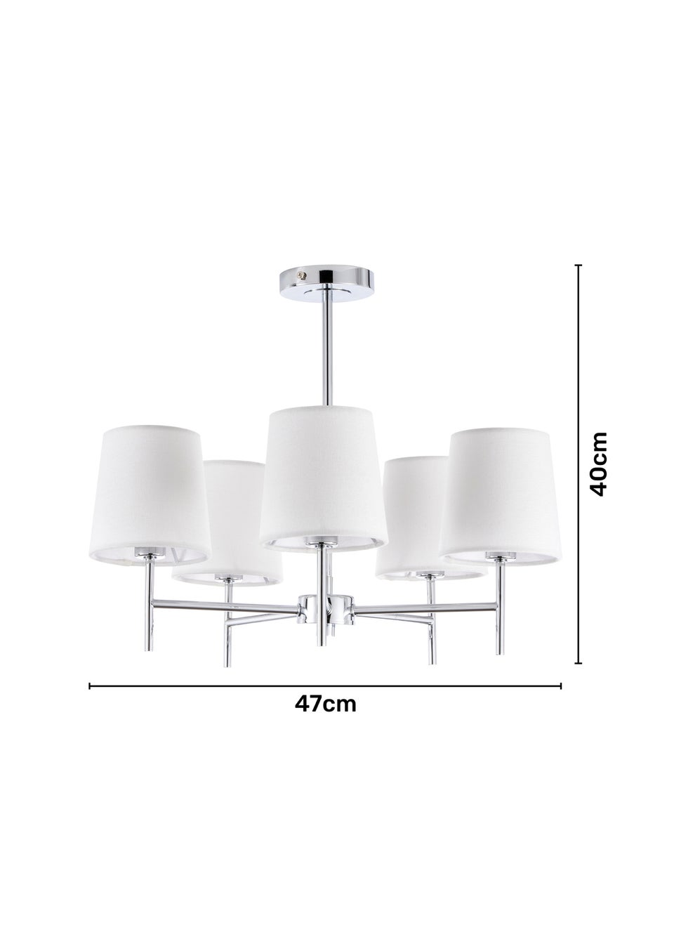 BHS Mira 5 Light Semi Flush Ceiling Light Chrome & Natural (40cm x 47cm)