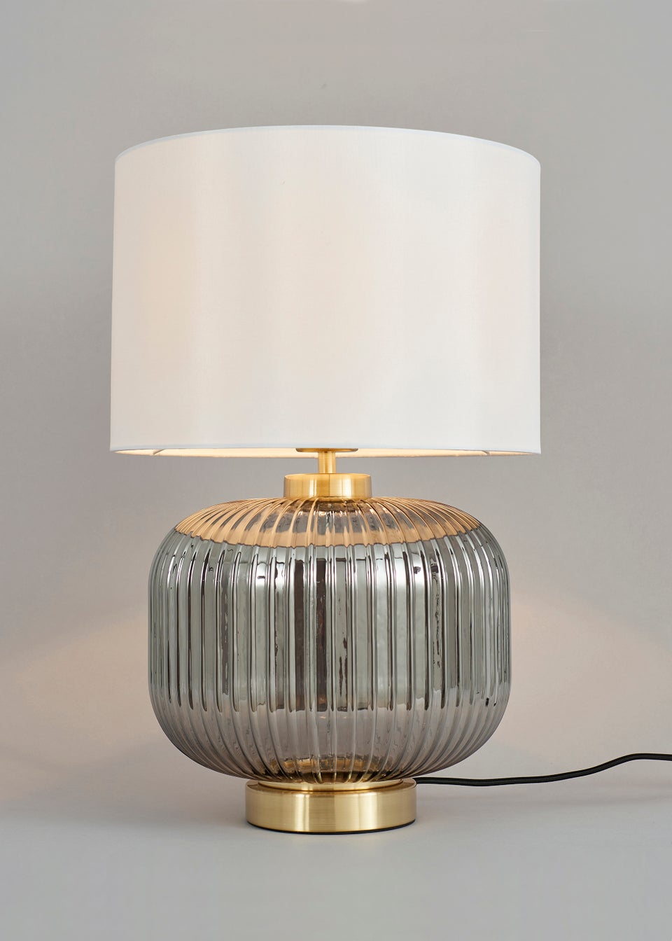 BHS Lyna Smoked Glass/Brass Table Lamp (40cm x 30cm)