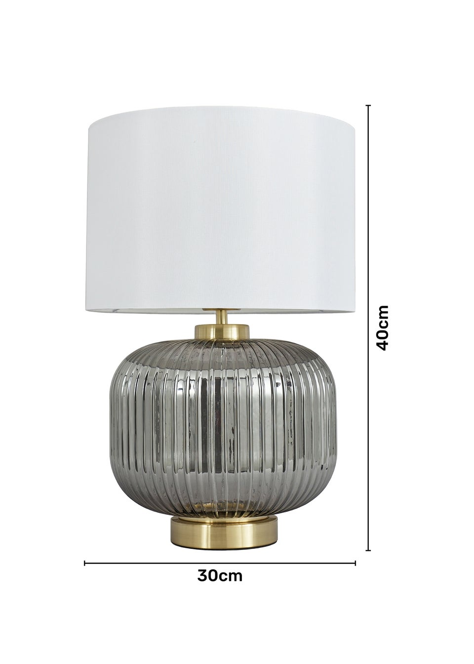 BHS Lyna Table Lamp Brass & Smoke (40cm x 30cm)