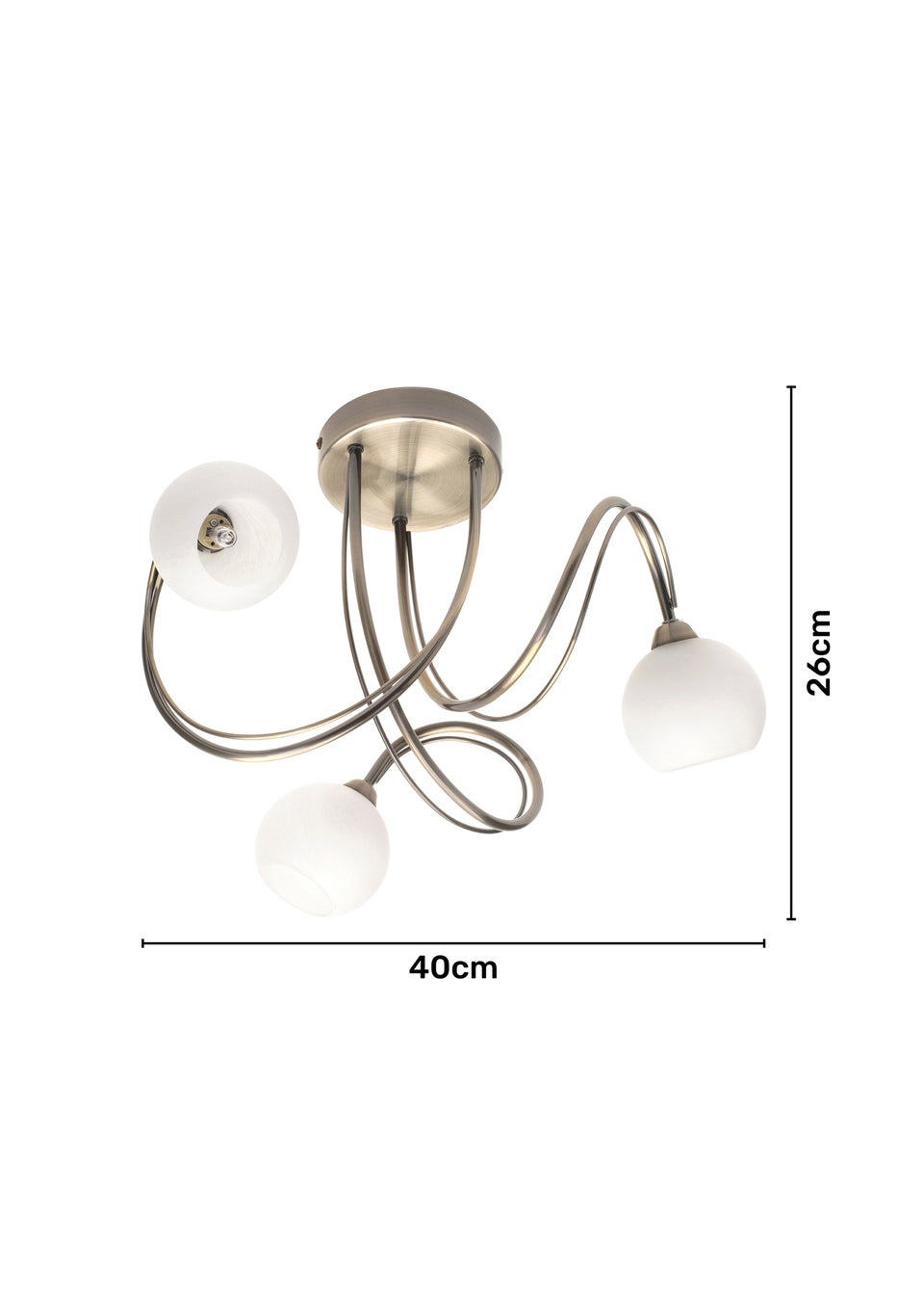 BHS Soni Flush Ceiling 3 Light Antique Brass (26cm x 40cm)
