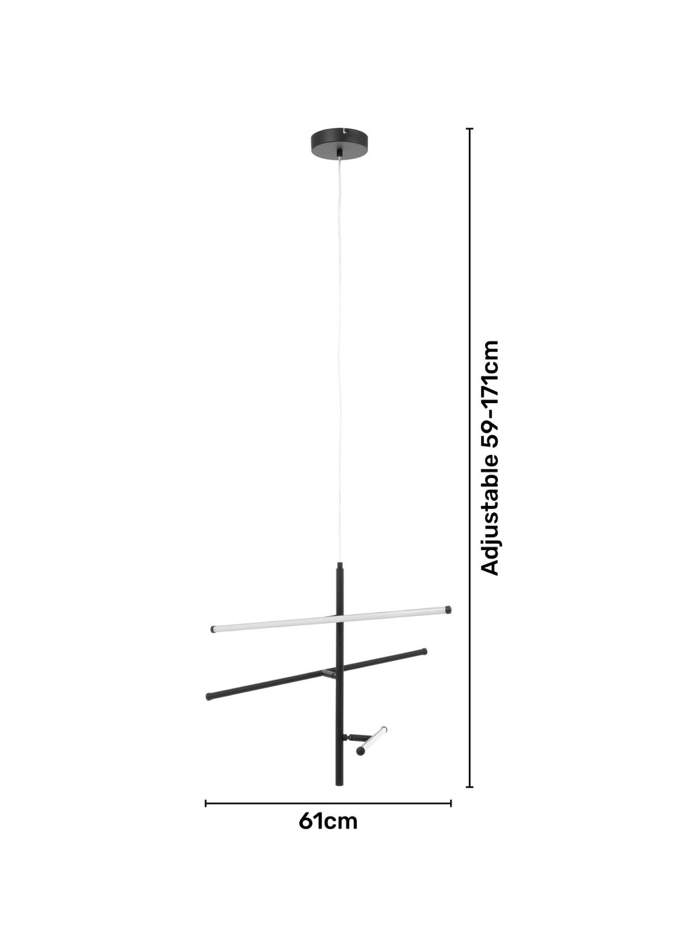 BHS Zaha LED Stick Ceiling Light Black (Adjustable 59-171cm x 61cm)