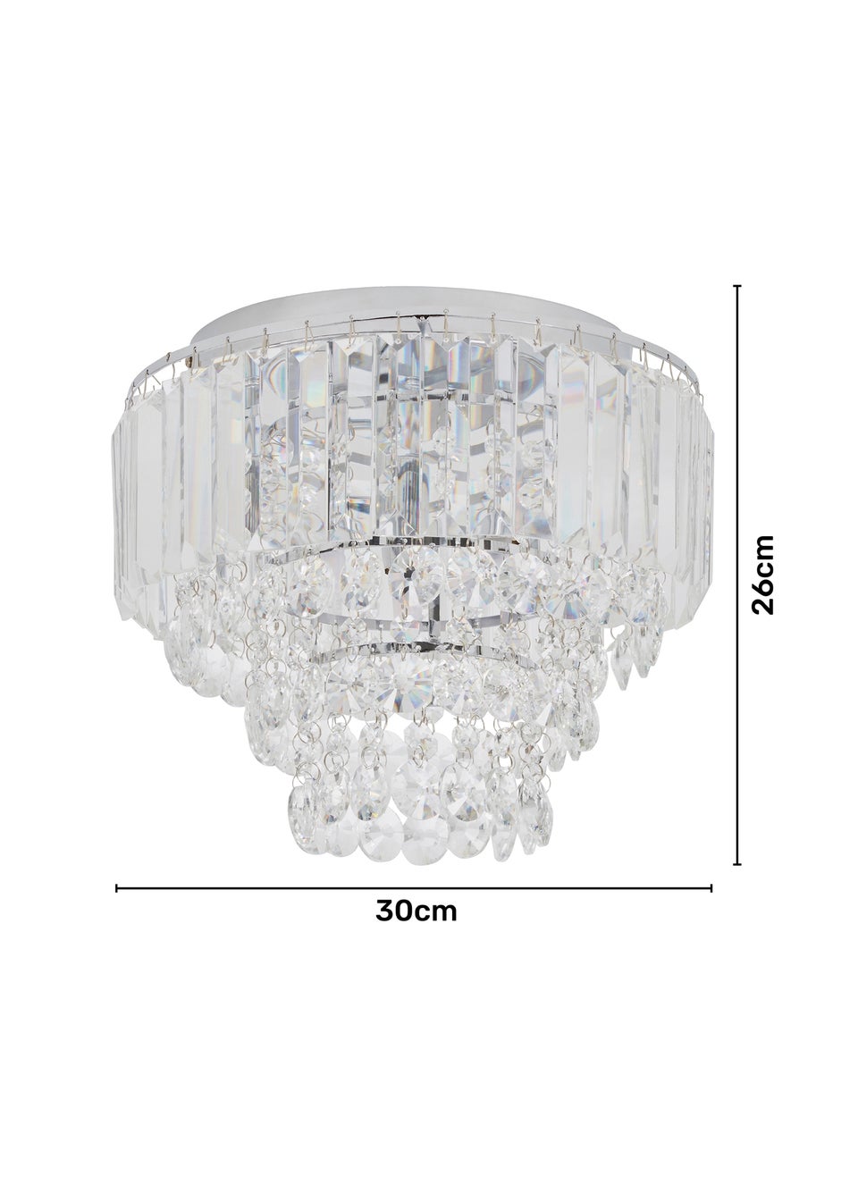 BHS Paladina 3 Light Flush Ceiling Light Chrome (26cm x 30cm)