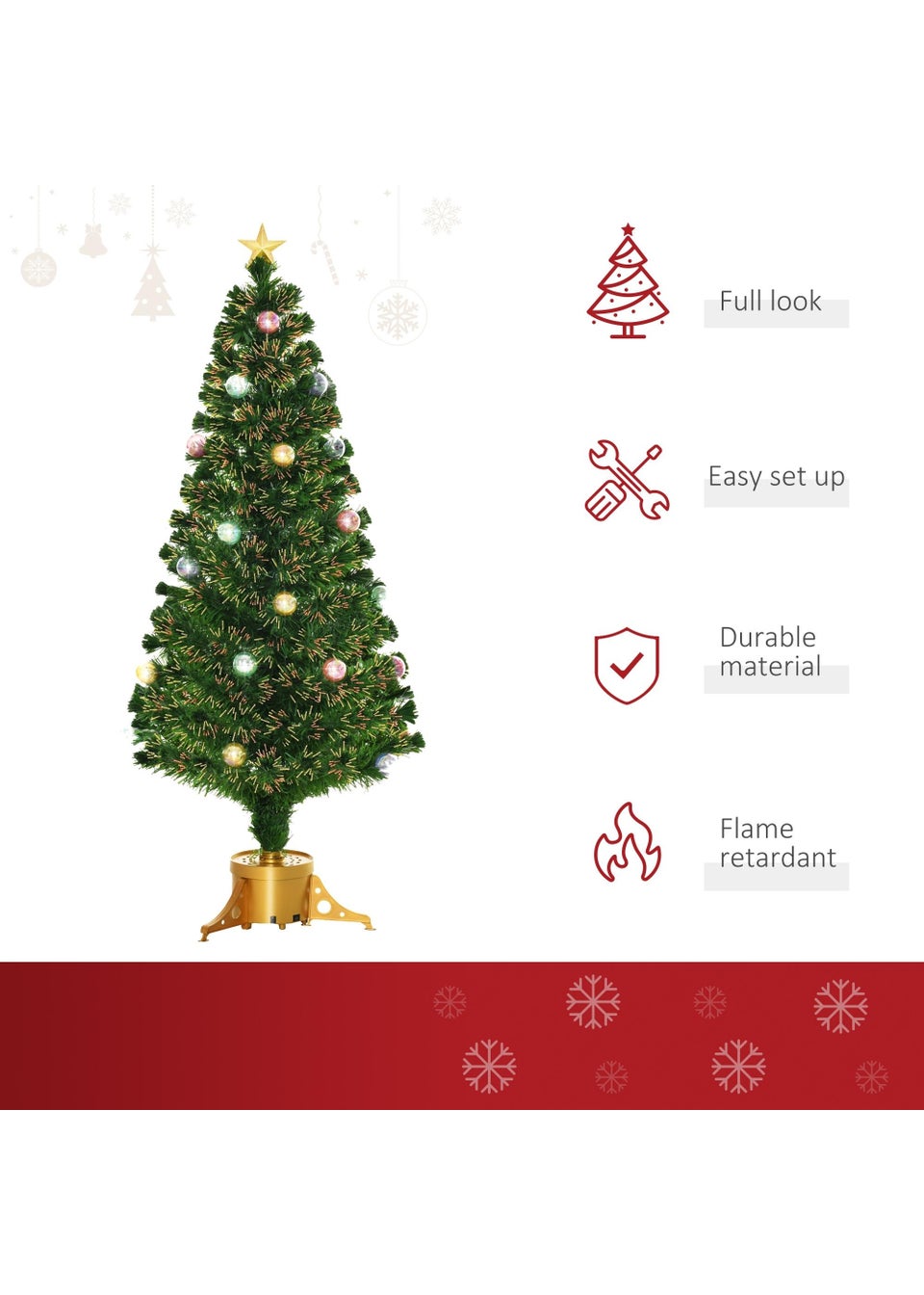 HOMCOM 5FT Prelit Artificial Christmas Tree