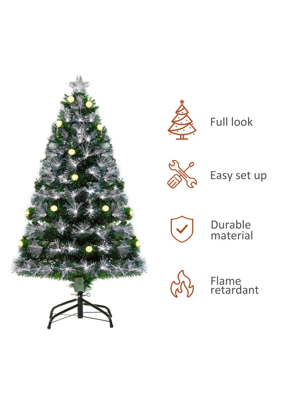 HOMCOM 4ft White Light Artificial Christmas Tree w/ 130 LEDs - Matalan