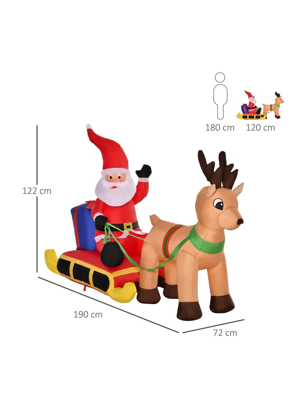 HOMCOM 4ft Christmas Inflatable Santa Claus