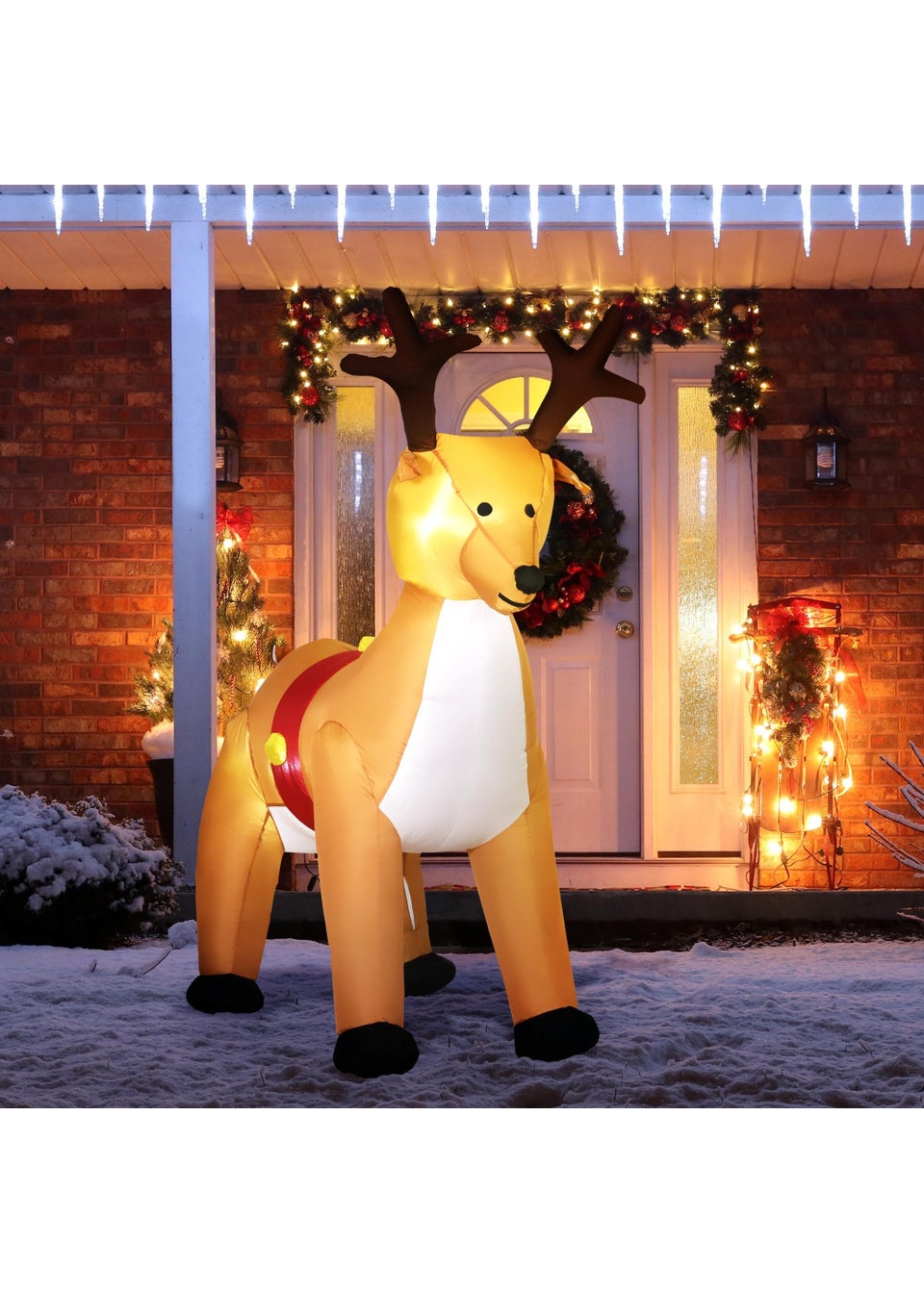 HOMCOM 6ft Christmas Inflatable Reindeer Decoration w/ Lights