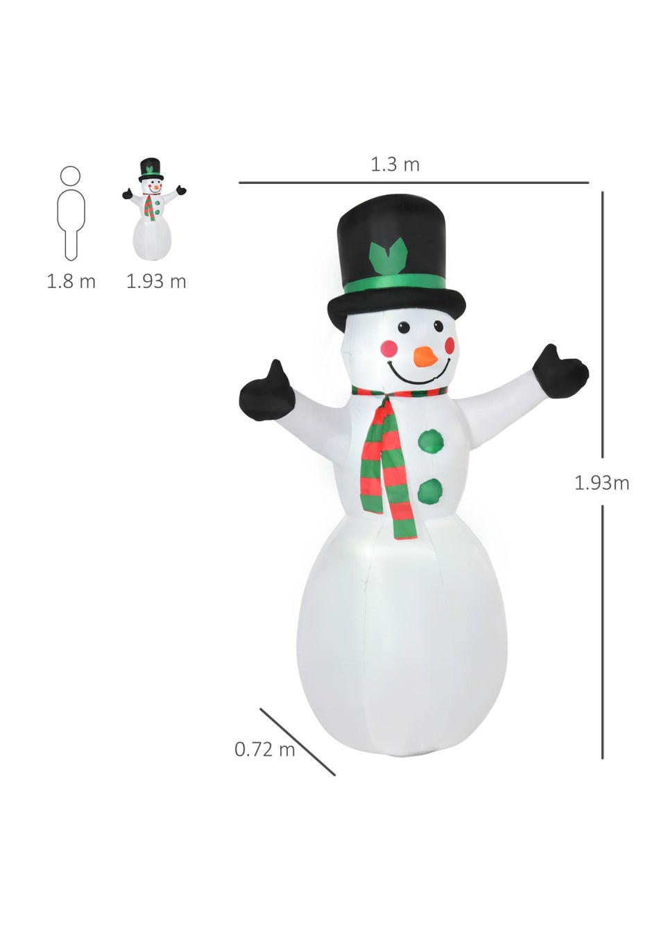 HOMCOM 6.5ft Inflatable Snowman LED Christmas