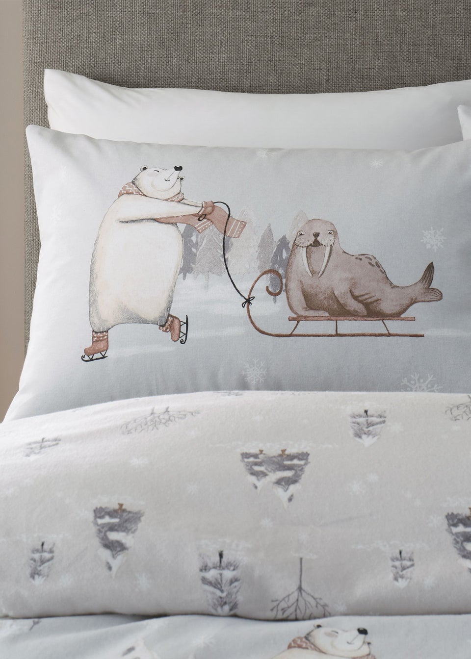 Catherine Lansfield Brushed Cotton Winter Animals Reversible Duvet Cover Set