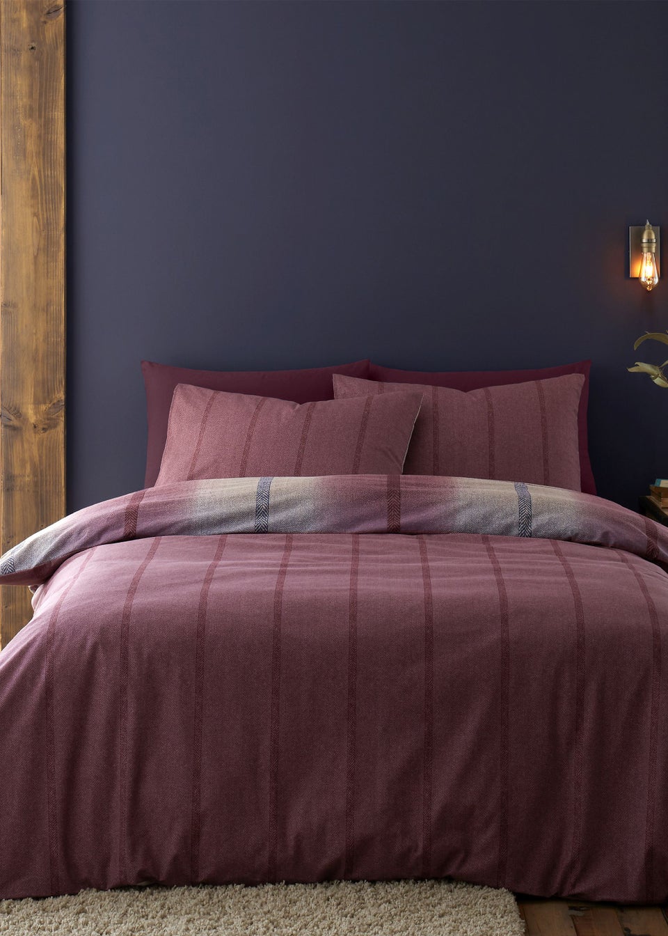 Catherine Lansfield Brushed Cotton Melrose Tweed Check Reversible Duvet Cover Set
