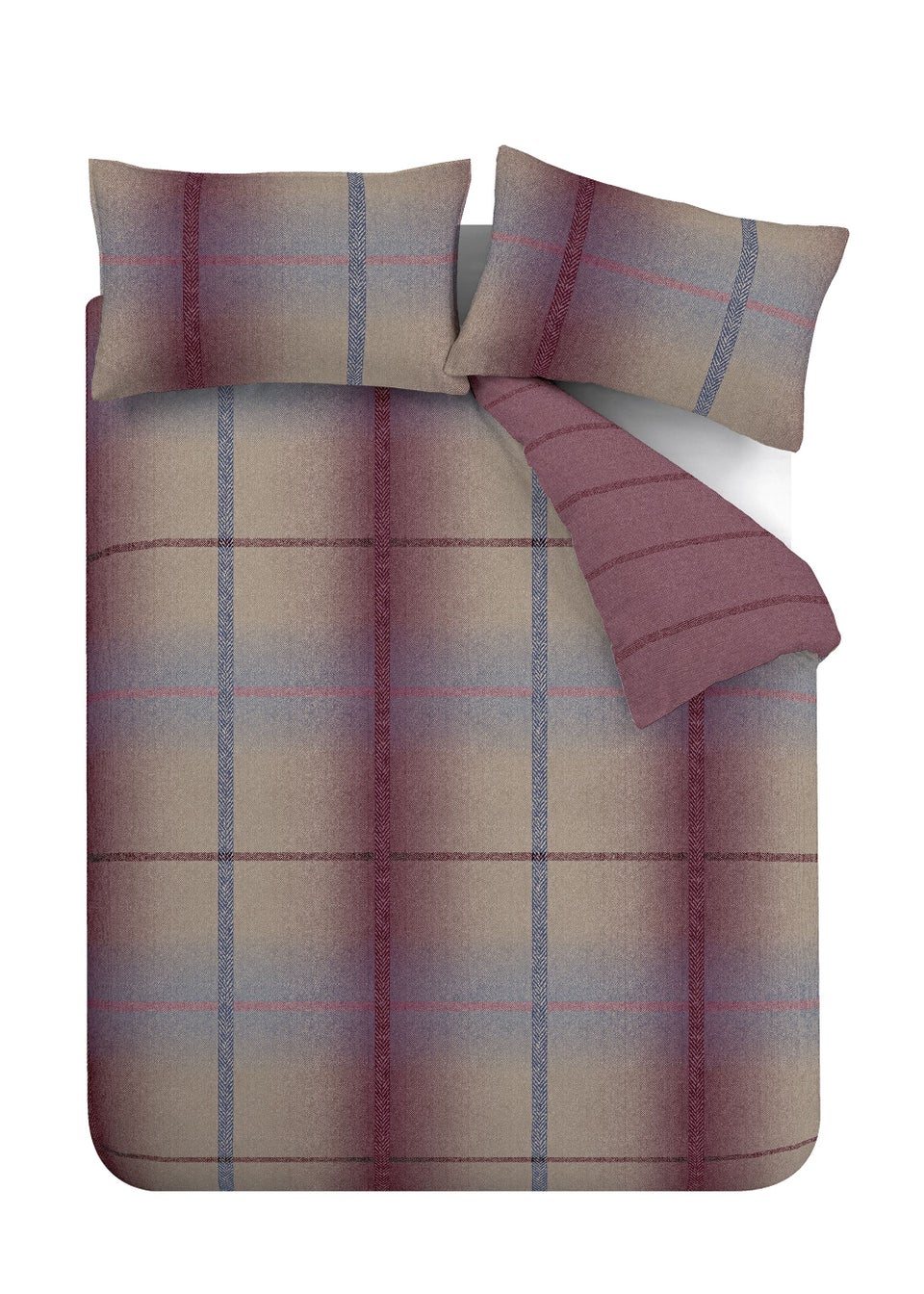 Catherine Lansfield Brushed Cotton Melrose Tweed Check Reversible Duvet Cover Set