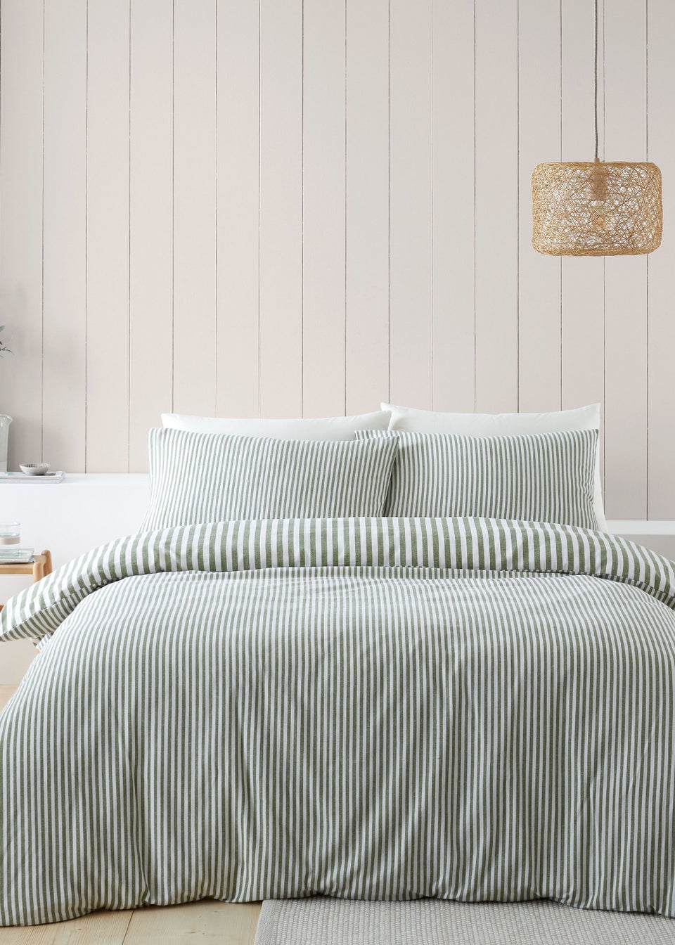 Catherine Lansfield Brushed Cotton Stripe Reversible Duvet Cover Set