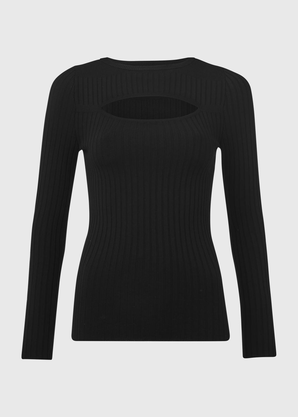 Black Cut Out Ribbed Long Sleeve Jumper