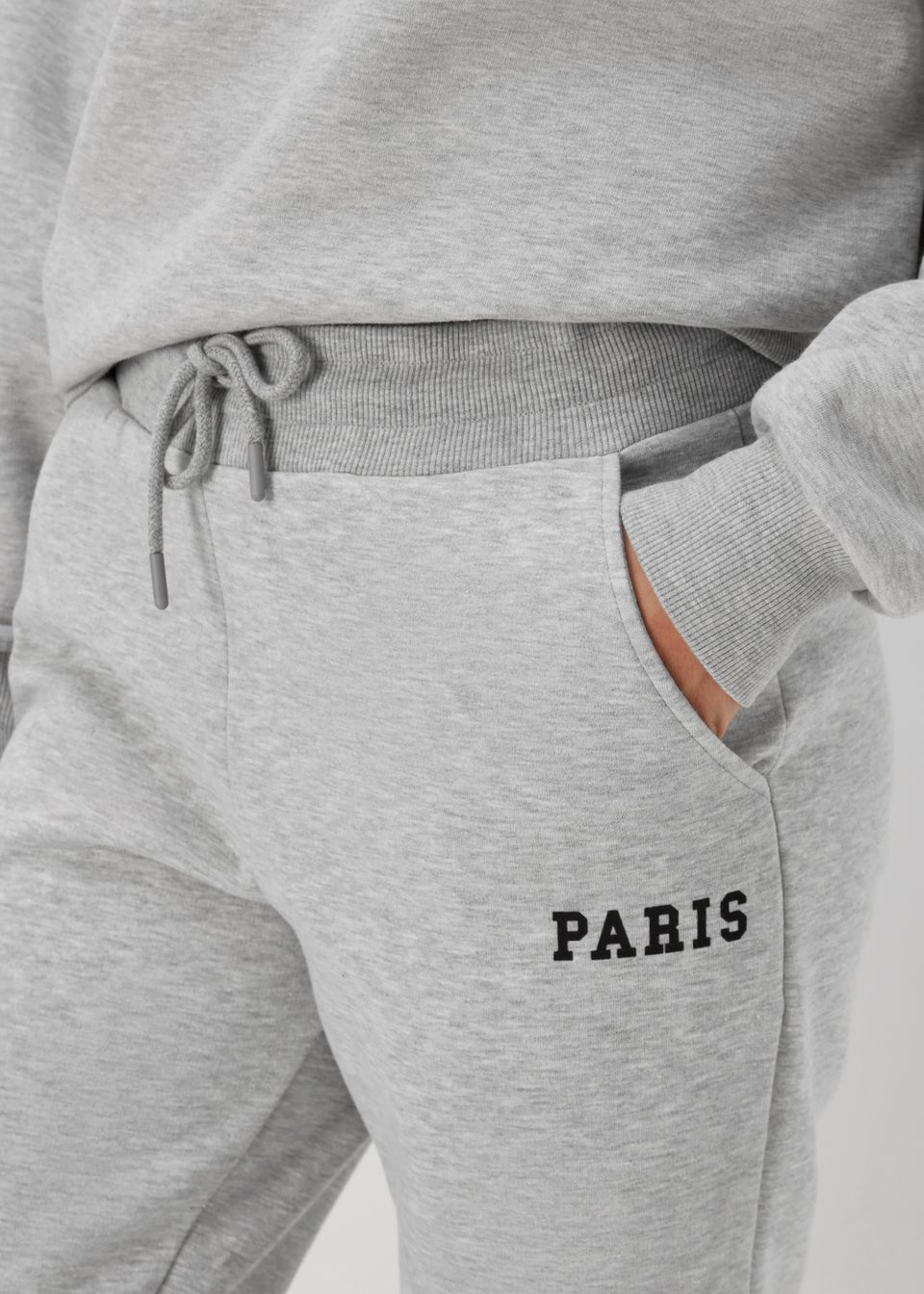 Grey Marl Paris Print Co Ord Joggers
