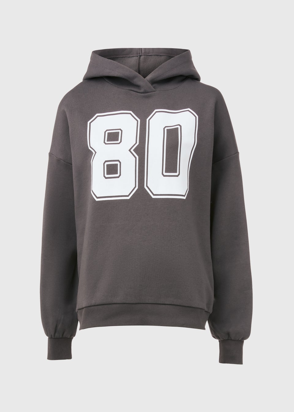 Charcoal Number Print Oversized Hoodie - Matalan