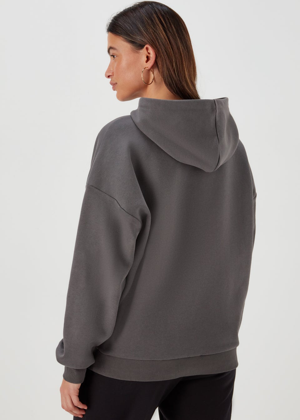 Charcoal Number Print Oversized Hoodie
