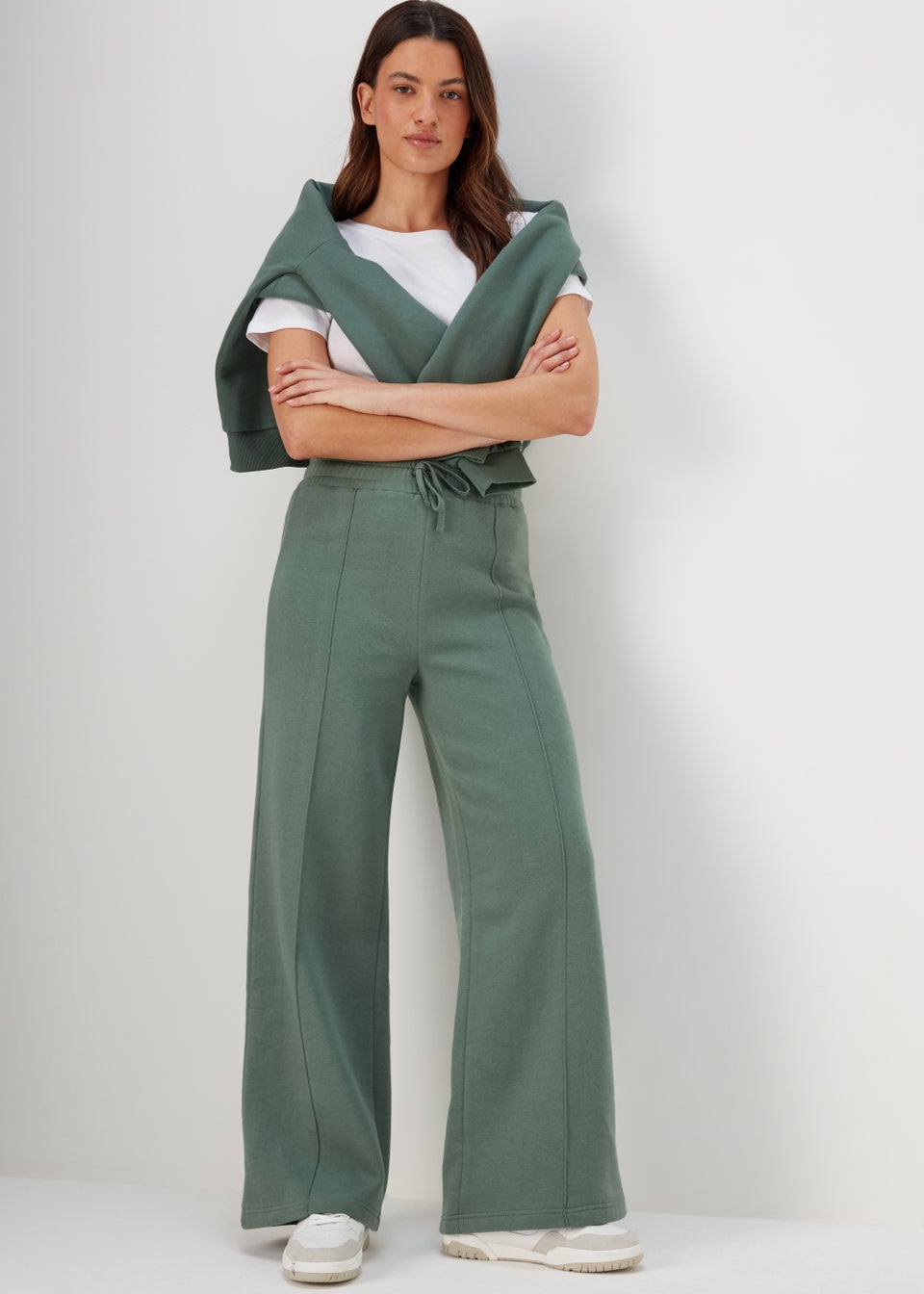 Khaki Wide Leg Co Ord Joggers Matalan